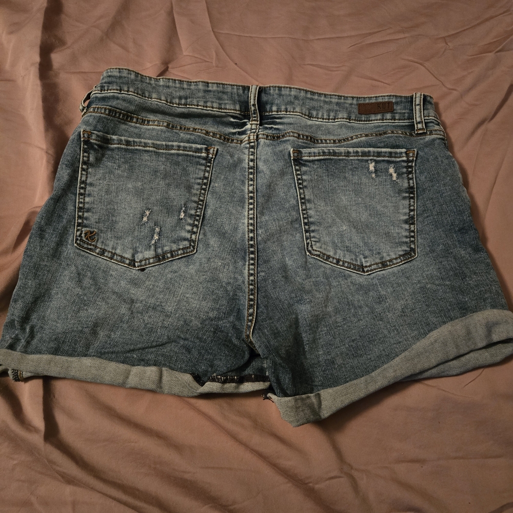 Kut from the Kloth Blue Distressed Jean Shorts - Picture 3 of 5